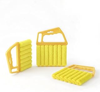 Blind Cleaner Duster Tool - 3 Pcs 7 Fingers Anti-Shedding Window Blind Cleaner Tool, with High-Density Microfiber Fleece and Ergonomic Handle, Detachable and Washable