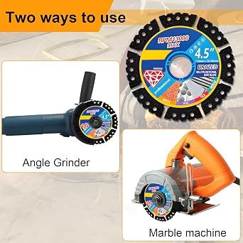 5 PCS Diamond Multi-Purpose Saw Blades, 4.5 Inch Angle Grinder Discs 115mm Angle Grinder Cutting Disc Heavy Duty Ultra Thin Wheel Disc for Cutting Porcelain Granite Marble Concrete Tiles