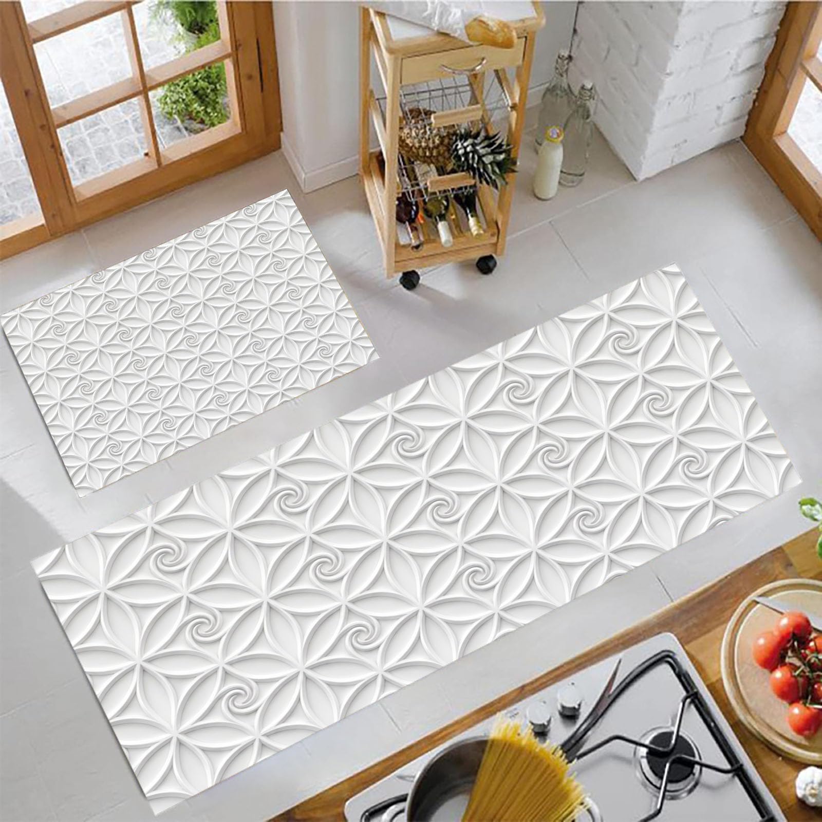 Alfombras de cocina de rizo de pétalos estilo europeo antideslizantes de dos piezas