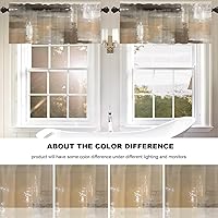 Vista 127 de Cenefas de cocina modernas con patrón de cobre marrón dorado para ventanas, cenefas opacas abstractas de marcas de arañazos y cortinas opacas