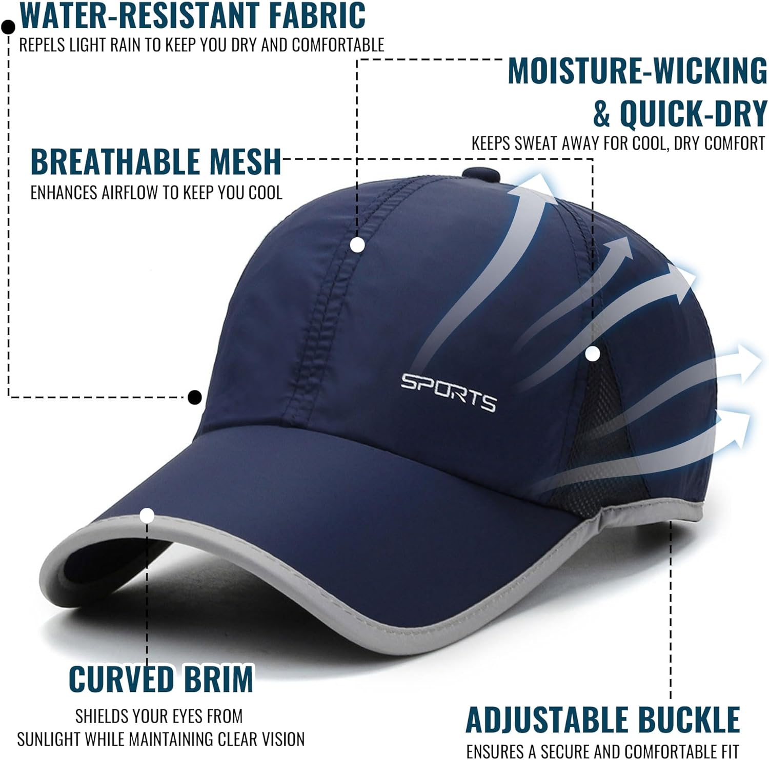 CLAPE Mens Hat Quick Dry Golf Baseball Cap UPF50+ Unstructured Outdoor Caps Unisex Breathable Sports Cap Adjustable Sun Hat - Image 3