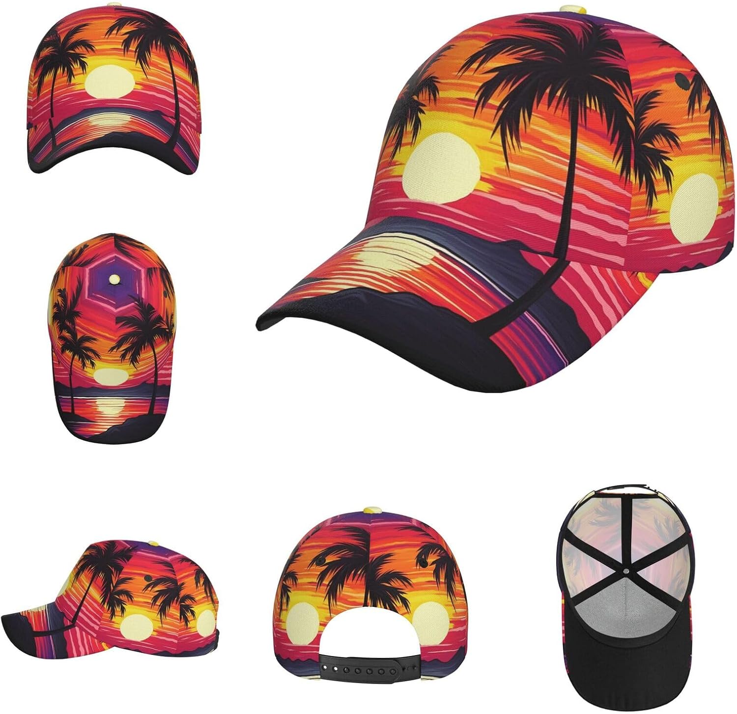 Palm Tree Sunset Design Baseball Caps Ajustable Golf Dad Hats Gift for Men Women Sport Hat Outdoor Visor Hats Black