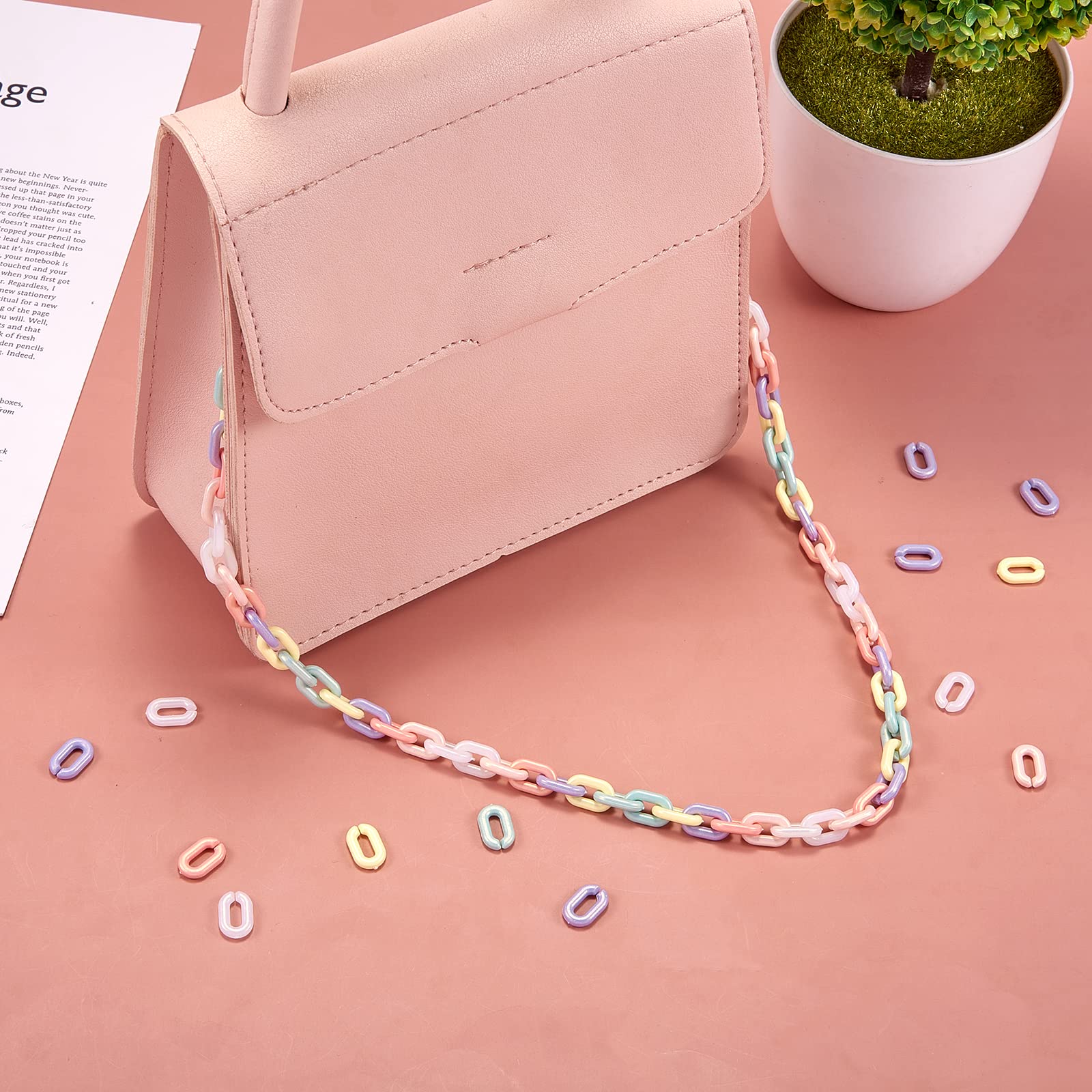 BEEFLYING 1200pcs Acrylic Linking Rings - 16mm C Chain For Jewelry Making DIY Crafts