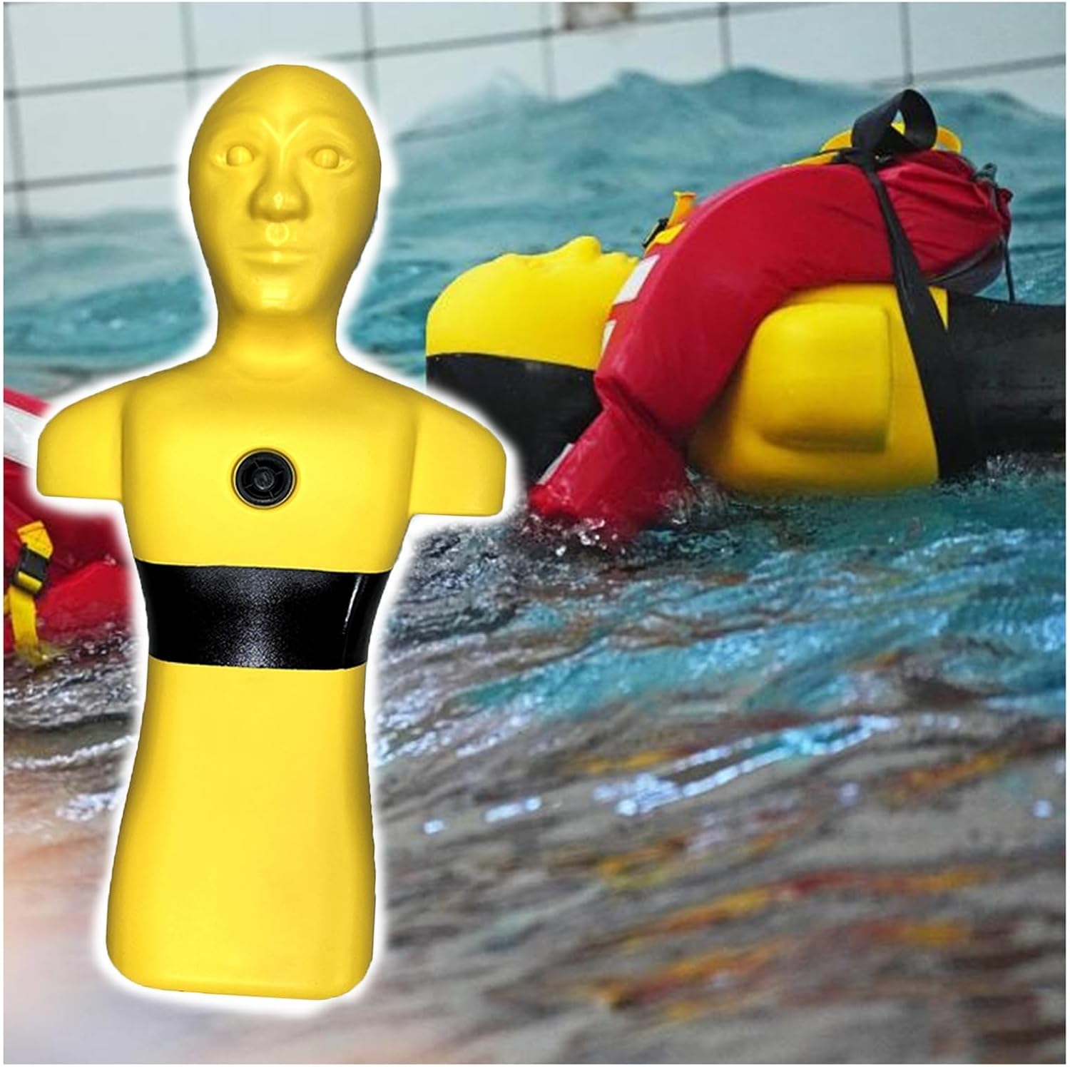 Water Life-Saving Training Dummy,Drowning Prevention Education Tools,Water Life-Saving Training Figures,Rapid Drainage(Yellow)
