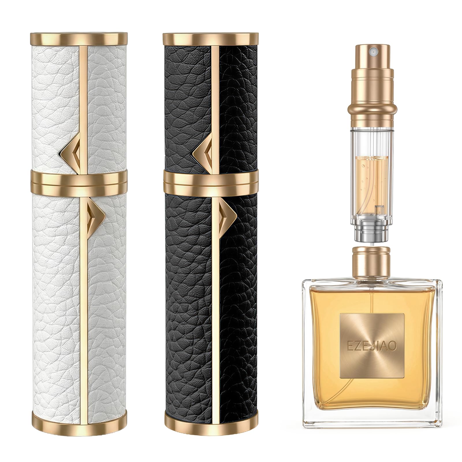 EZEJIAO 2PC Luxury Leather Perfume Atomizer