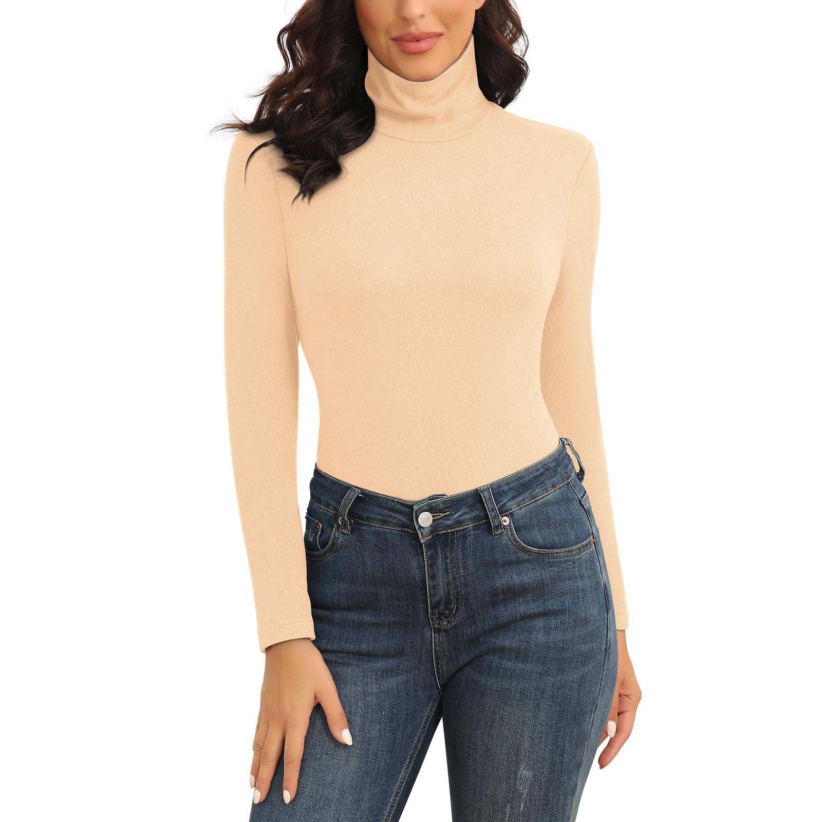 WOWENY Camiseta térmica para Mujer, Cuello Alto, Forro Polar, Manga Larga, Ropa Interior térmica, Camiseta Interior Extra cálida, Ligera, Ropa Interior de esquí