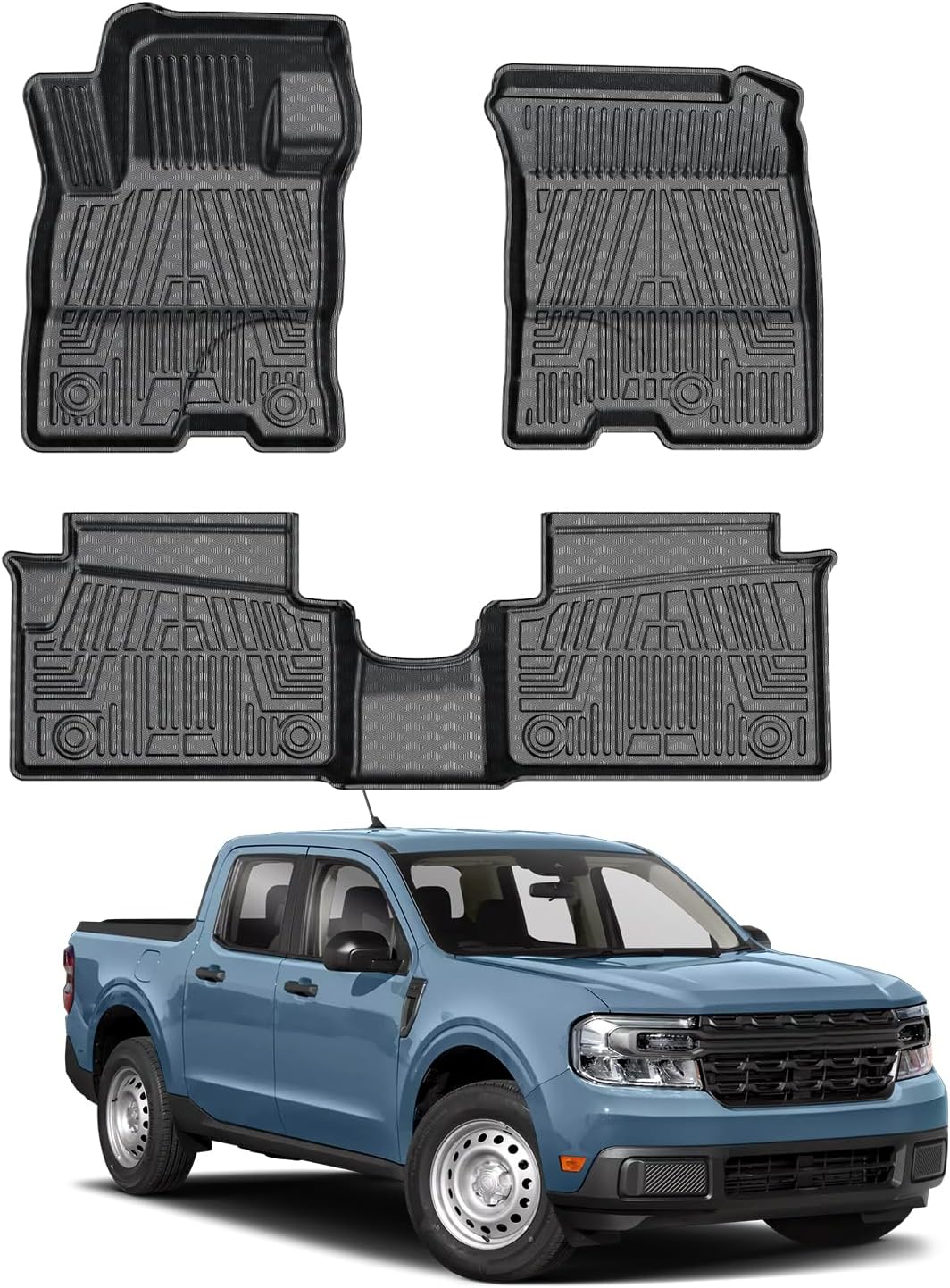 Floor Mats Custom Fit for Ford Maverick 2026 2025 2024 2023 2022 (Only Fits Hybrid Models) TPE 3D All Weather Waterproof Durable Heavy Duty 1st & 2nd Row Floor Liners