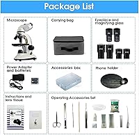 Vista 7 de Microscopio binocular compuesto para niños, adultos, estudiantes, 40X-2000X, kits de microscopio para edición en el hogar, kits de aprendizaje