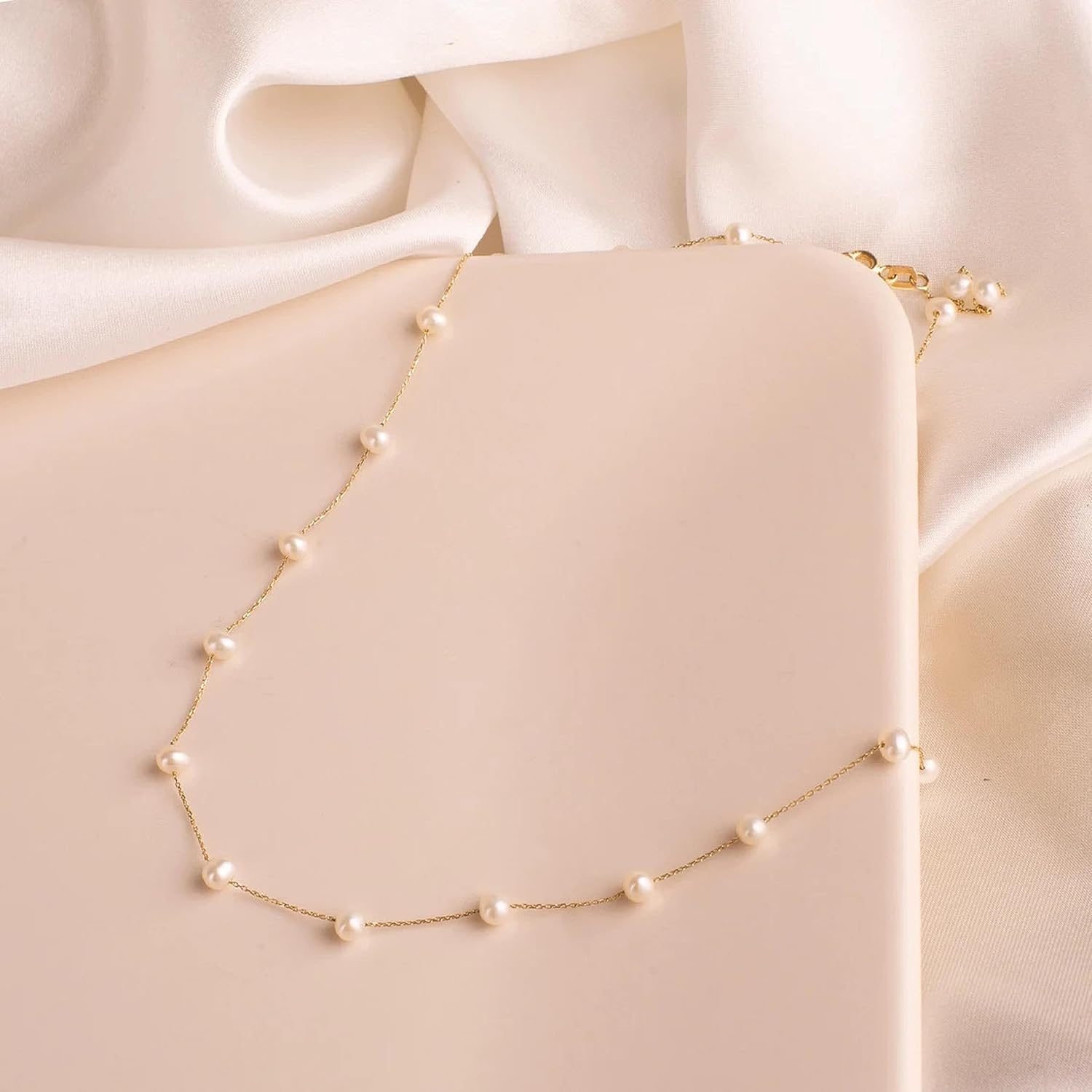 Collner Dainty Pearl Choker - 14K Gold/Silver Plated Layered Freshwater Pearl Necklace - Everyday Jewelry Gift - Image 6