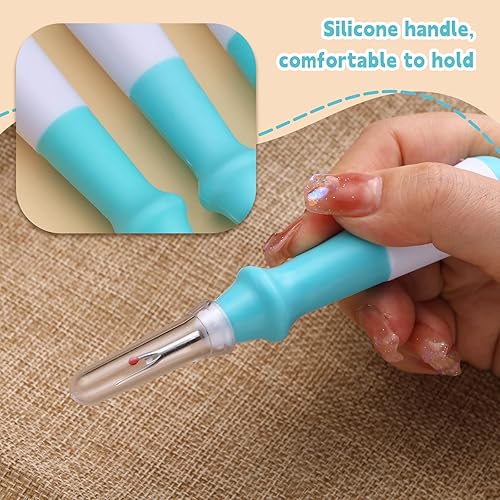 Miniatura 4 de Juego de 5 piezas de desgarrador de costuras de agarre ergonómico, juego de desgarradores de costuras verdes para coser, herramienta de eliminación