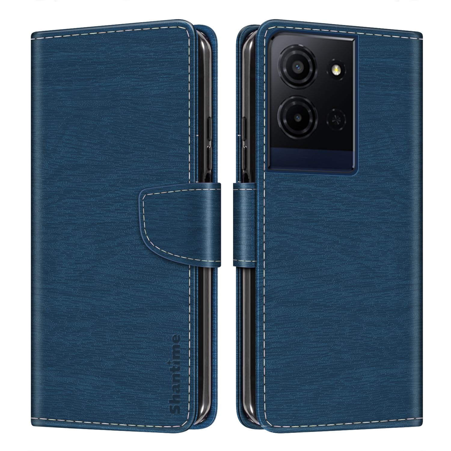 Shantime Leather Wallet Case Compatible with TCL K32 5G, Colorful Flip Cover with Card Holders Magnetic Closure Full Protection Shell(Blue)