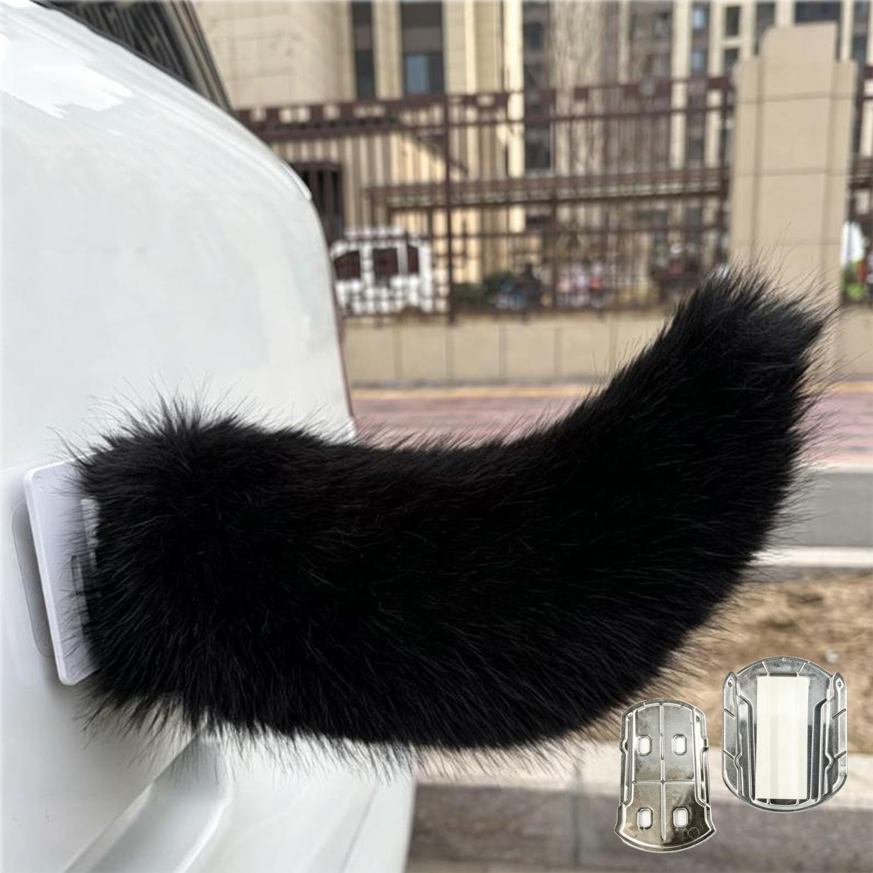 Remote Control Electric Car Tail, Sound Activated Wiggly Plush Cat Tail for Cars, Cosplay,Party Decoration & Themed Events (Color-C)