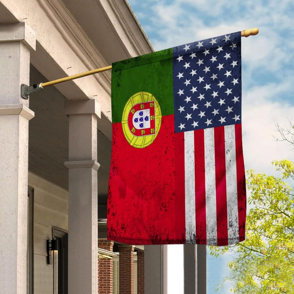 Flag-American Portugal Flag Portuguese Friendship House Flag -USA Flags Premium Polyester-Decorative Indoor Outdoor Flag
