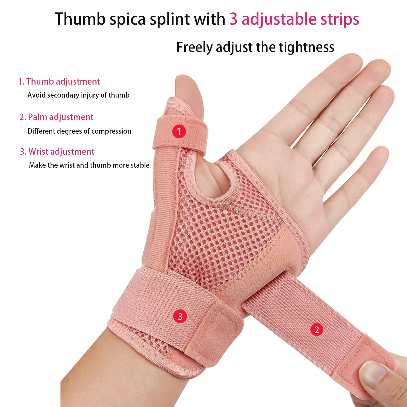 SONGQEE Upgraded Thumb Support Brace Right Left Hand with 3 straps, Thumb Spica Splint Hand Suppor Stabilizer - Image 4