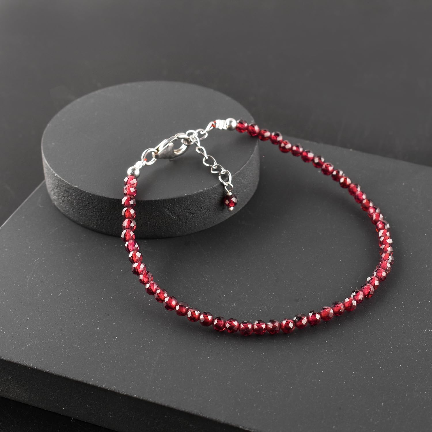 InfinityGemsArt Natural Stone Beads Dainty Bracelet Jewelry for Women, Crystals and Gemstones Birthstone 925 Sterling Silver Chain 8 inch Gifts For her