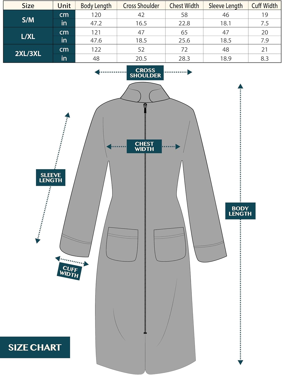 PAVILIA Premium Womens Robe Housecoat, 3/4 Sleeves Zip Up Nightgown For Women Pockets, Soft Bathrobe Zipper Loungewear Dress - Image 6