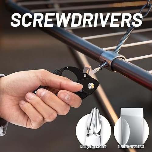 Miniatura 4 de Mosquetón multiherramienta 9 en 1 con navaja de bolsillo, regalos de relleno de calcetines para hombres, mosquetones EDC con cuchillos plegables,