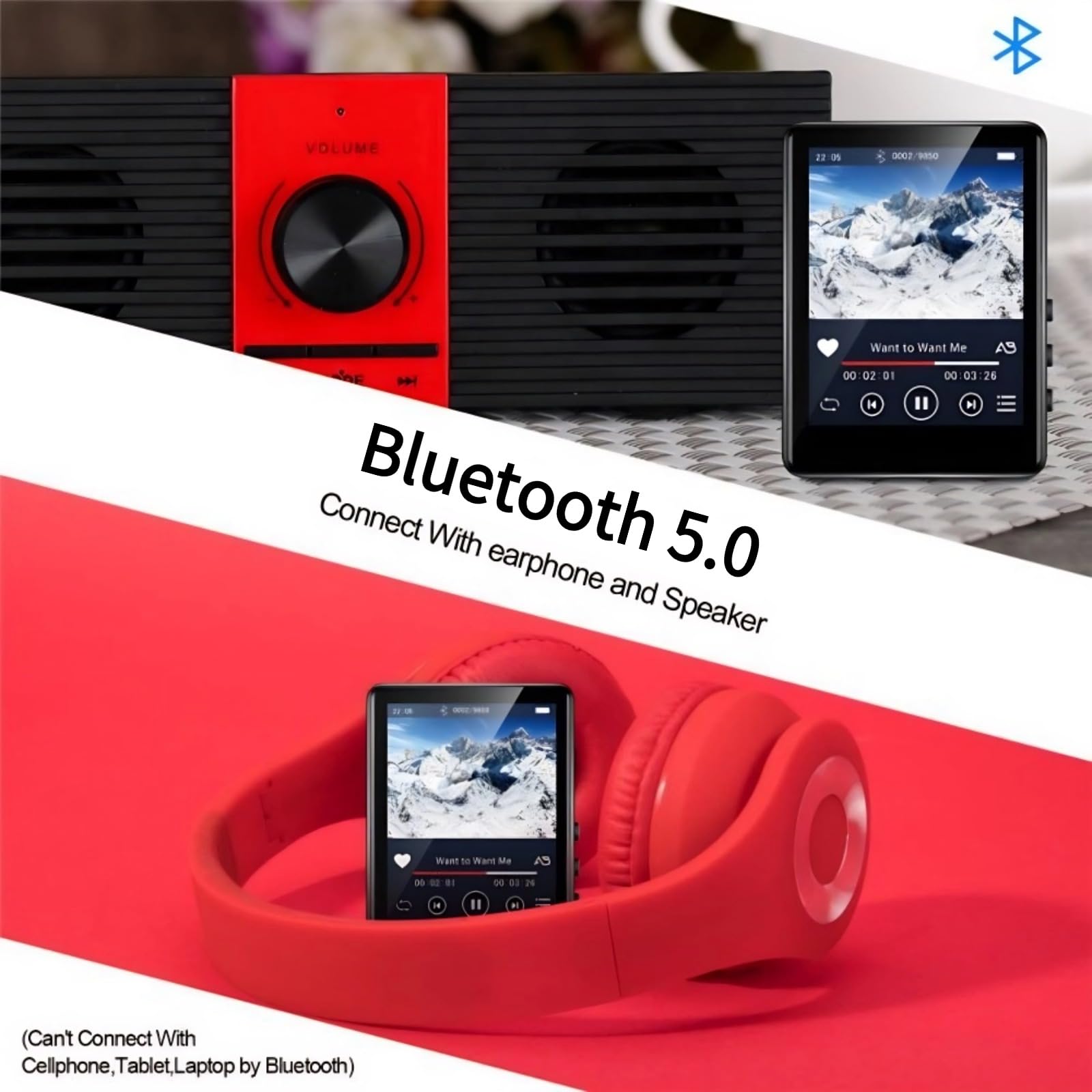 Amazon.co.jp: Bluetooth 付き MP3 プレーヤー、2.4 インチ HD