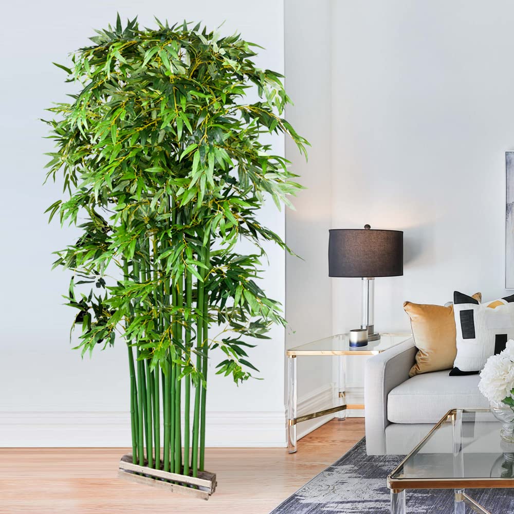 Bambou Plante Arbre Artificielle Brise Vue 200cm Bois Véritable Decovego