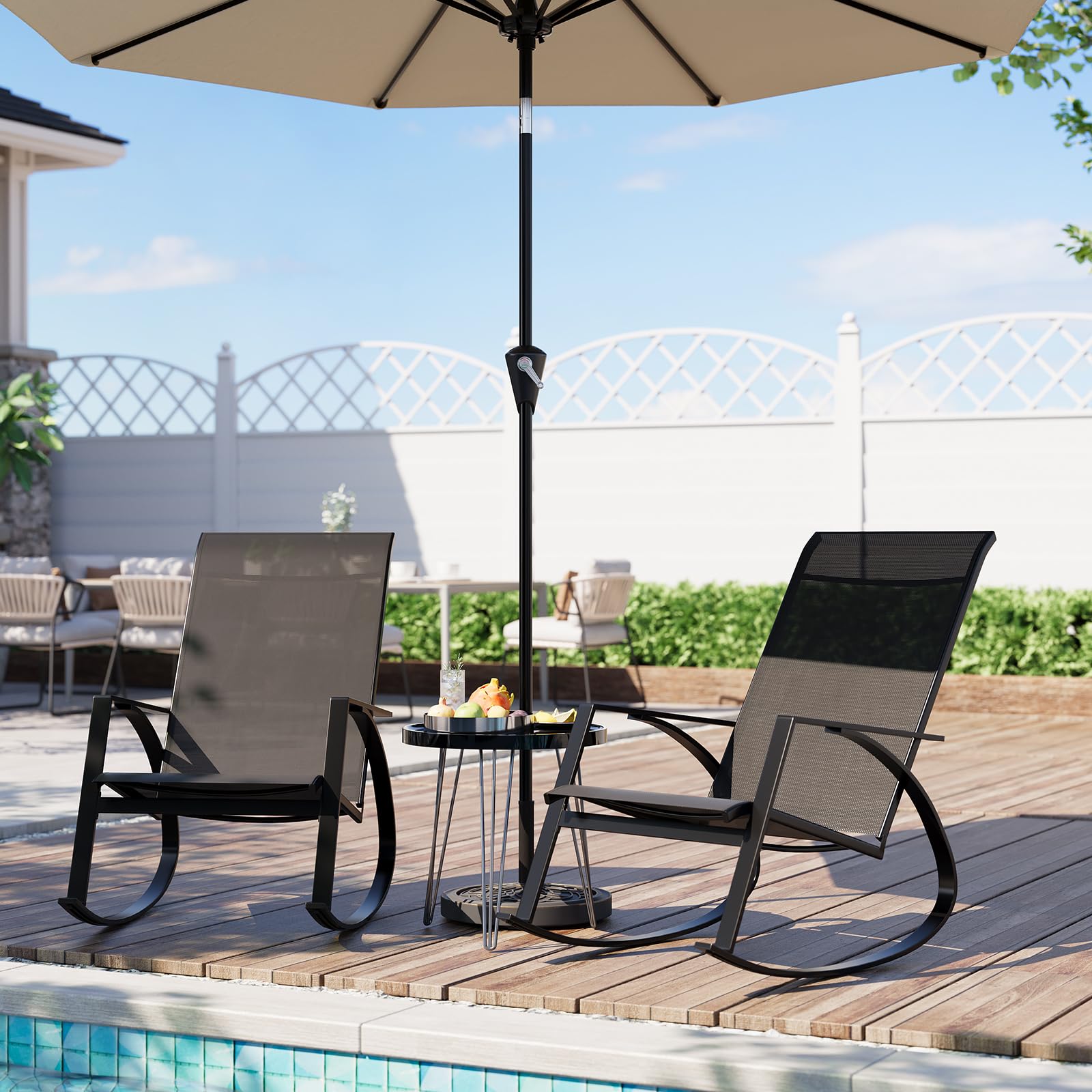 Garvee Schaukelstuhl, Schaukelstühle aus Atmungsaktiv Teslin, Wetterfeste Outdoor Gartenstühle, Schaukelsessel Schwingsessel für Balkon Terrasse Garten Hinterhof Poolbereich
