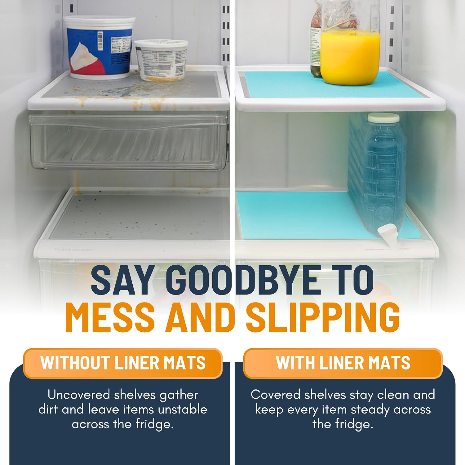 Refrigerator Liners for Shelves (12 Pack) by Linda’s Essentials - Non-Adhesive Shelf or Drawer Liner, BPA-Free Fridge Mats for Kitchen & Cabinets, Easy to Clean, Ideal Household Essentials (Blue) image 5