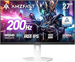 Amzfast 27 Zoll Gaming Monitor, 2560x1440 QHD, 200Hz, Fast IPS, 1ms MPRT, Adaptive Sync, 95%DCI-P3, 130%sRGB, HDR400, schlankes Gehäuse, HDMI2.0&DP1.4, VESA100x100, TÜV Rheinland Certified, AMZG27F6Q