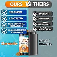 Vista 8 de Masticables para alergias para perros, 200 masticables – Alivio de la picazón de la piel y levadura del perro – Picazón en la piel y orejas y anti