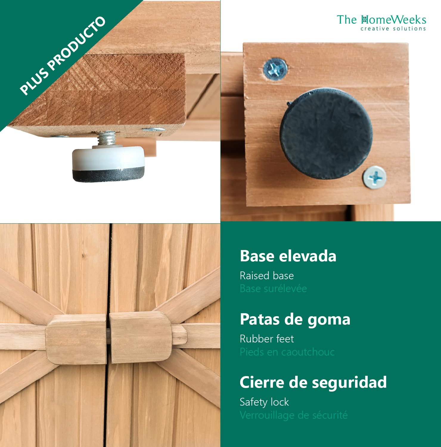 The Homeweeks Cobertizo Armario Jardín | IZELA | Madera Tratada Maciza 128 * 52 * 88cm | Armario Multiusos | Impermeable | para Almacenamiento de Herramientas y Accesorios de jardín