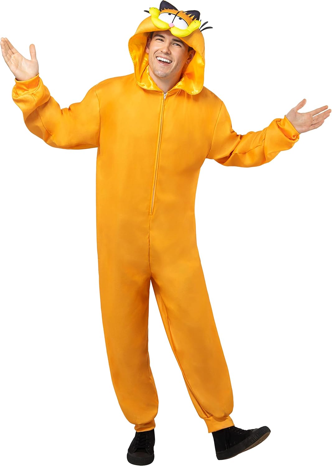 Rubie's Adult One-Piece Hooded Garfield Jumpsuit Costume, As Shown