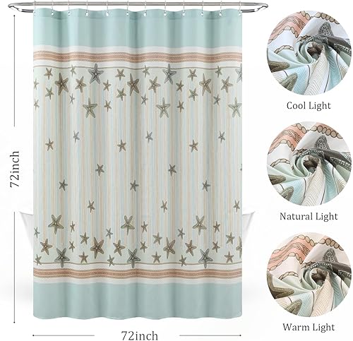 Miniatura 52 de Under The Sea - Cortina de ducha de tela impermeable de poliéster azul marino para baño, 72 pulgadas de ancho x 72 pulgadas de alto Bajo