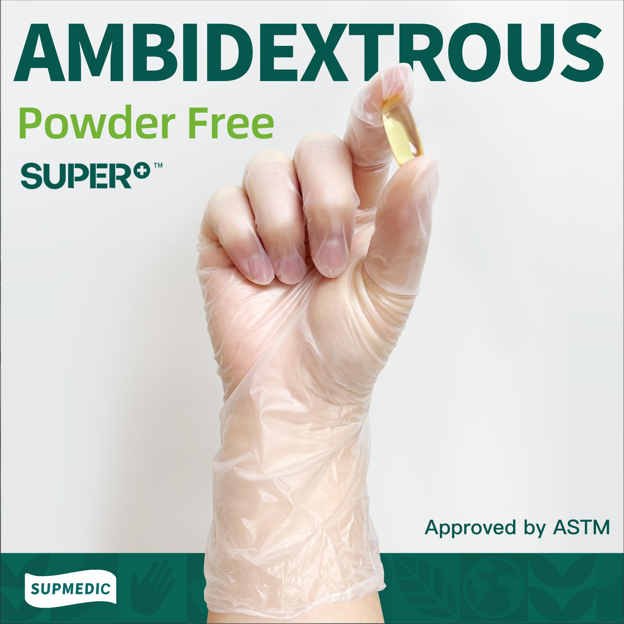 Supmedic Lot de 1 000 gants d'examen jetables en vinyle transparent, sans poudre et sans latex, de qualité alimentaire, 1 000 pièces (XL)