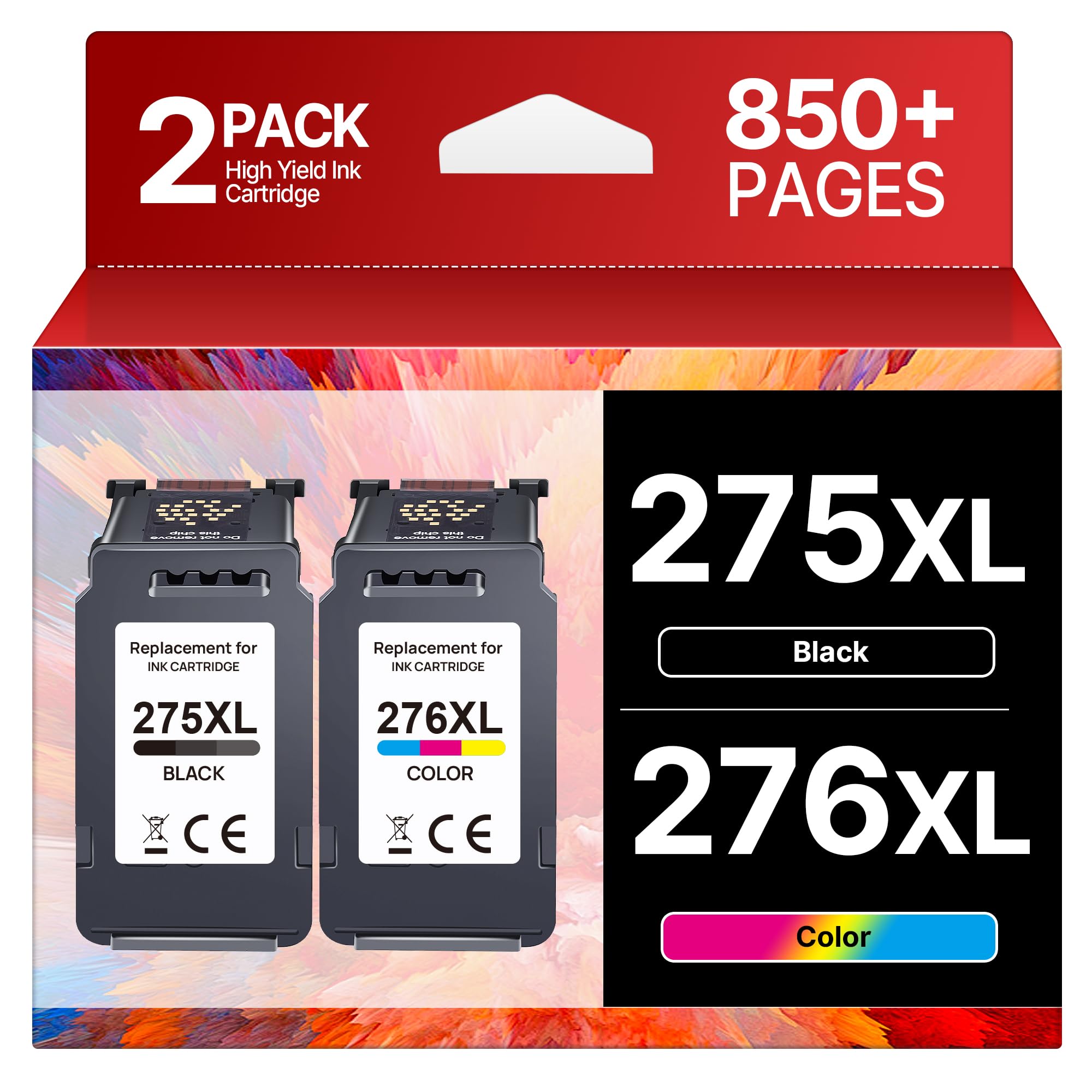 PG-275XL CL-276XL Replacement for Canon 275 and 276 Ink Cartridges for Canon Ink 275 and 276 275XL 276XL Combo Pack Use to PIXMA TR4720 TS3522 TR4700 TS3722 TS3500 TS3520 TS3720 TR4722 (2 Pack)