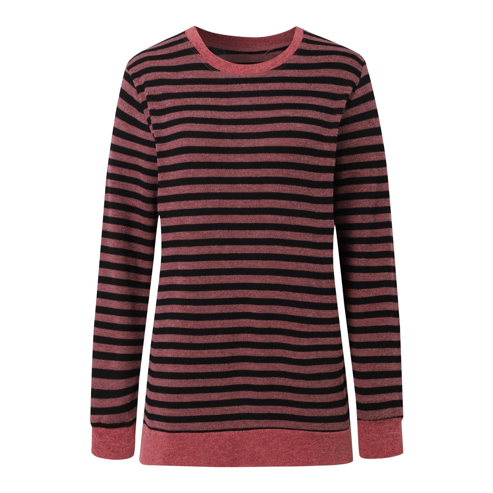 Disfraz de palomitas de maíz Conjunto de moda para mujer Casual e Invierno Cuello Redondo Camiseta a Rayas Manga Larga Blusa Top