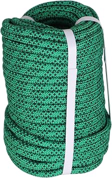 3/8IN x 100FT 3520Lbs Green Black Braided Polyester Arborist Rigging Rope for Flagpole Clothesline Camping Sailing Swings