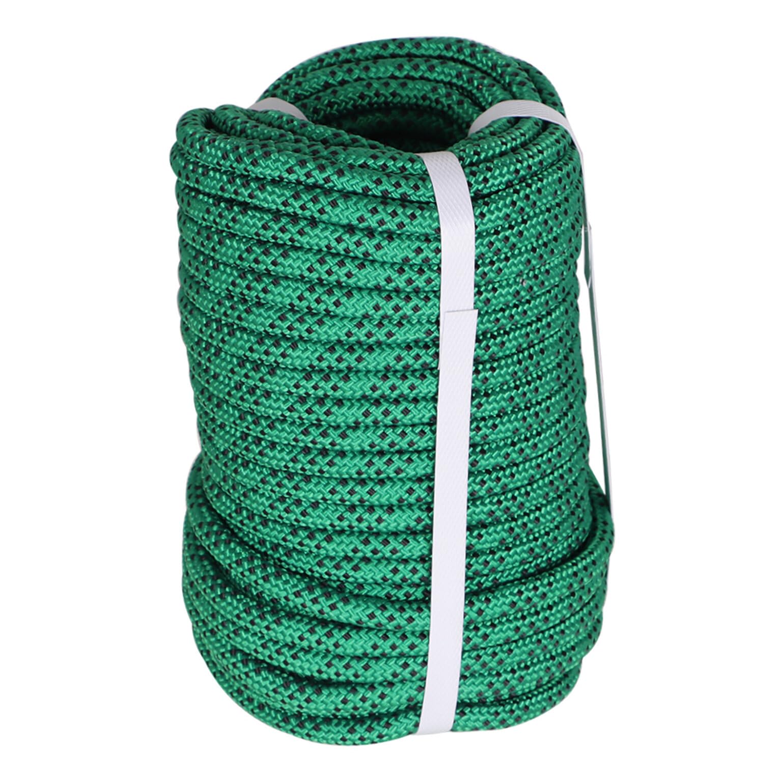 Cuerda de arborista, 3/8 pulgadas por 100 pies, cuerda de aparejo de poliéster trenzado para asta de bandera, tendedero de tendedero, camping, vela (verde negro)