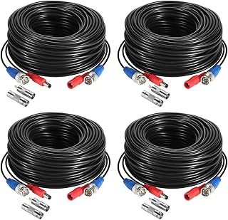 ZOSI 4 Pack 100ft 30m AHD TVI BNC Power Video Cable Wire Connector for Security  - Compare price