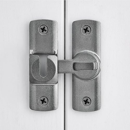 Miniatura 5 de Paquete de 3 cerraduras grises para puerta de granero de 90180 grados, protegen la privacidad, pestillo de seguridad para puerta, herrajes para