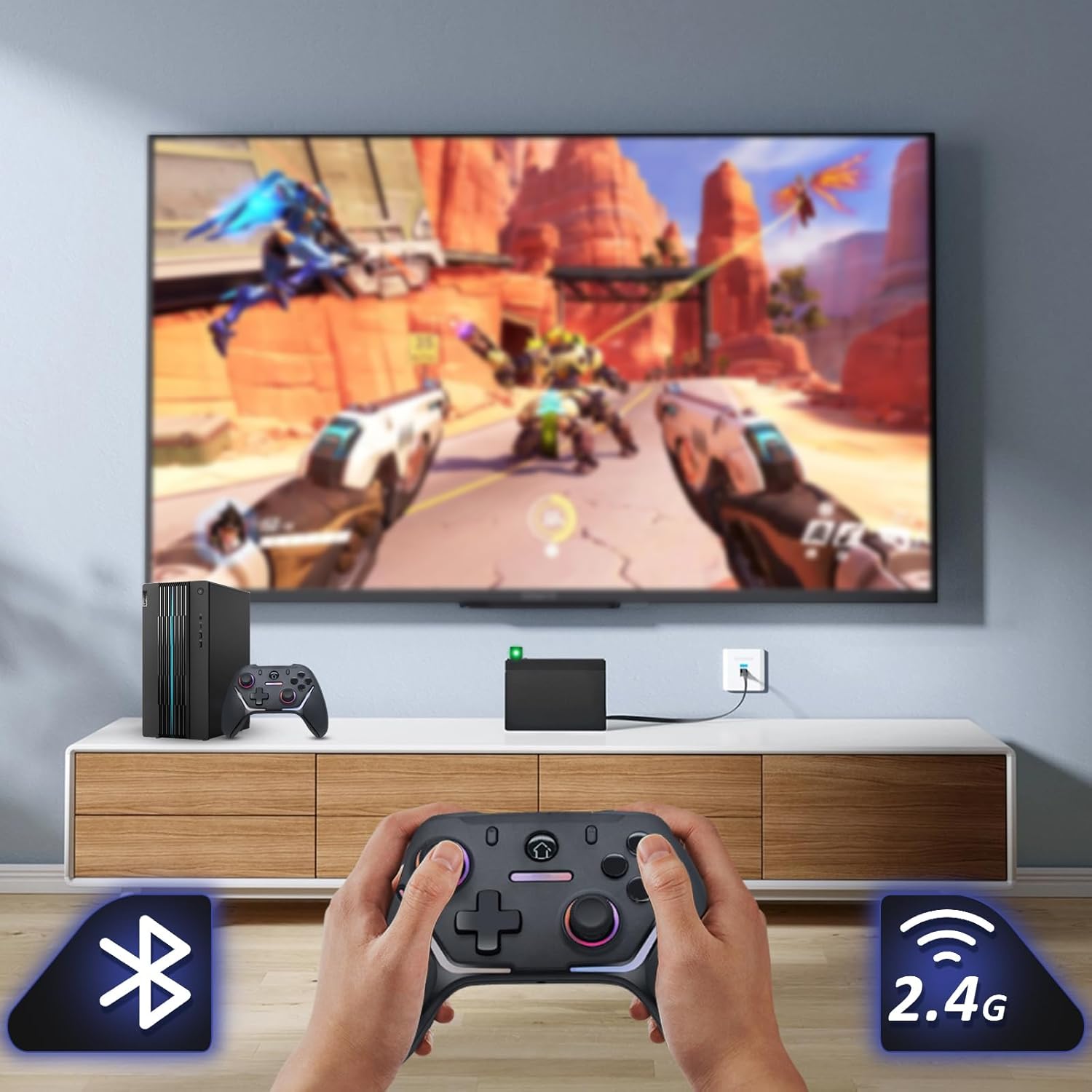 Eagolloar Wireless Gaming Controller - Dual-Mode,Back Paddles, Adjustable Triggers, RGB Lights, Compatible with Windows PC