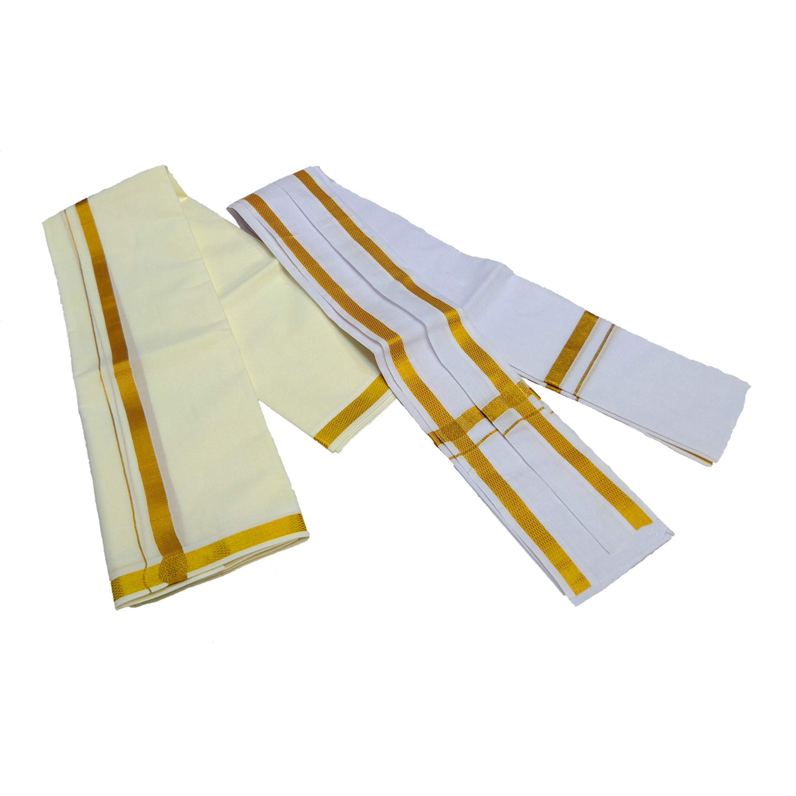 MPS COTTON COOL Cotton Men's Angavastam Towel Size:70 Inch X 37 Inch Cream & White-image-32