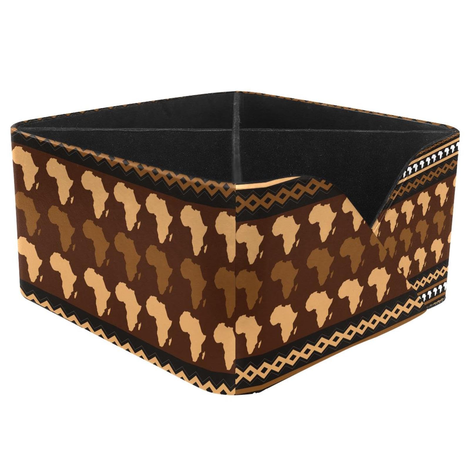 KengjuTesu Africa Map Pattern Desktop Organizer Pen Holder, Rectangular Pencil Cup for Office, Study and Makeup Stations