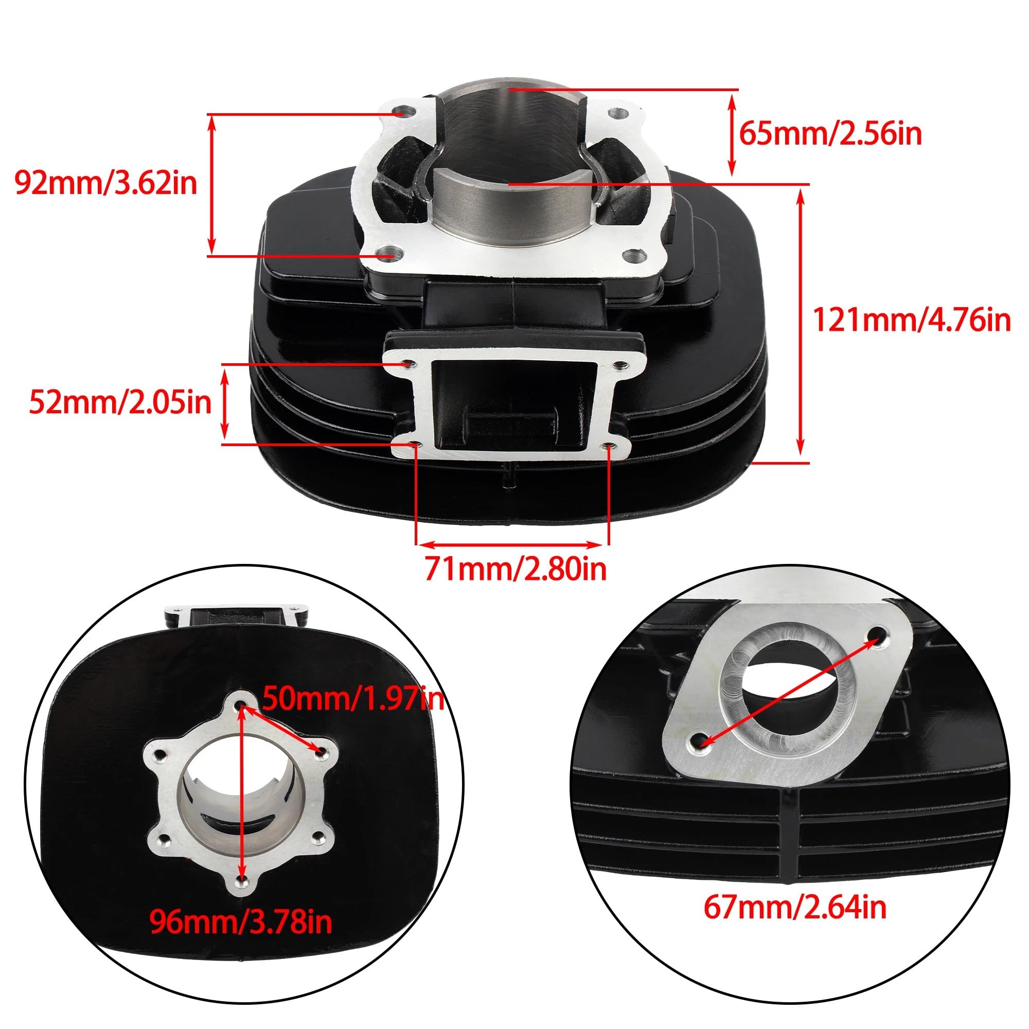 Kit de gros cylindre moto Kit de Piston de tête de moto, cylindre de moteur de 66mm, 200cc, adapté au Blaster 200 YFS 1988 – 2006, pièces de moto ATV Kit cylindre piston