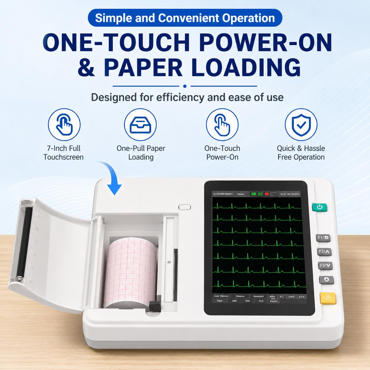 Macchina ECG Elettrocardiografo Portatile 3 Canali 12 Derivazioni