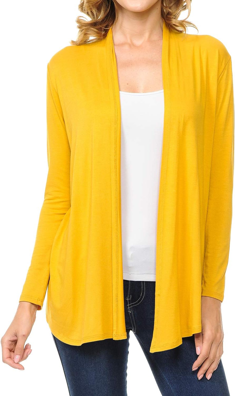 Women's Long Sleeve Open Front Drape Lightweight Knit Cardigan (S-3XL)