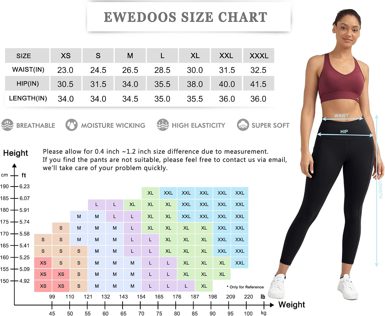 Ewedoos High Waisted Leggings with Pockets for Women, Yoga Pants for Women Workout Leggings for Women with Pockets