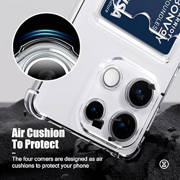Ehr. Xiaomi Redmi Note 15 Pro 5G Uyumlu Kamera Korumalı Kartlıklı Köşeleri Airbag Tasarımlı Darbe Önleyici Lüks Şeffaf Silikon Kılıf