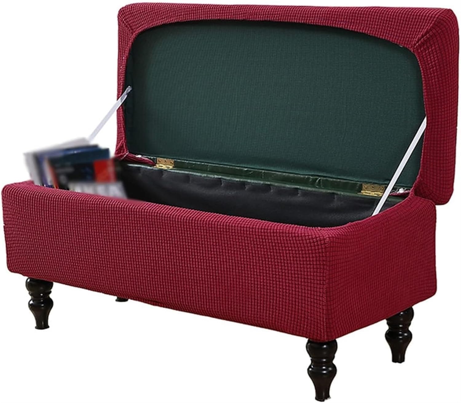 Konsilsa Furniture Protector Ottoman Cover,Stretch Jacquard Footstool Slipcover for Folding Storage Bench, Elastic Bottom Ottoman Cover for Living Room (Color : F, Size : Large)