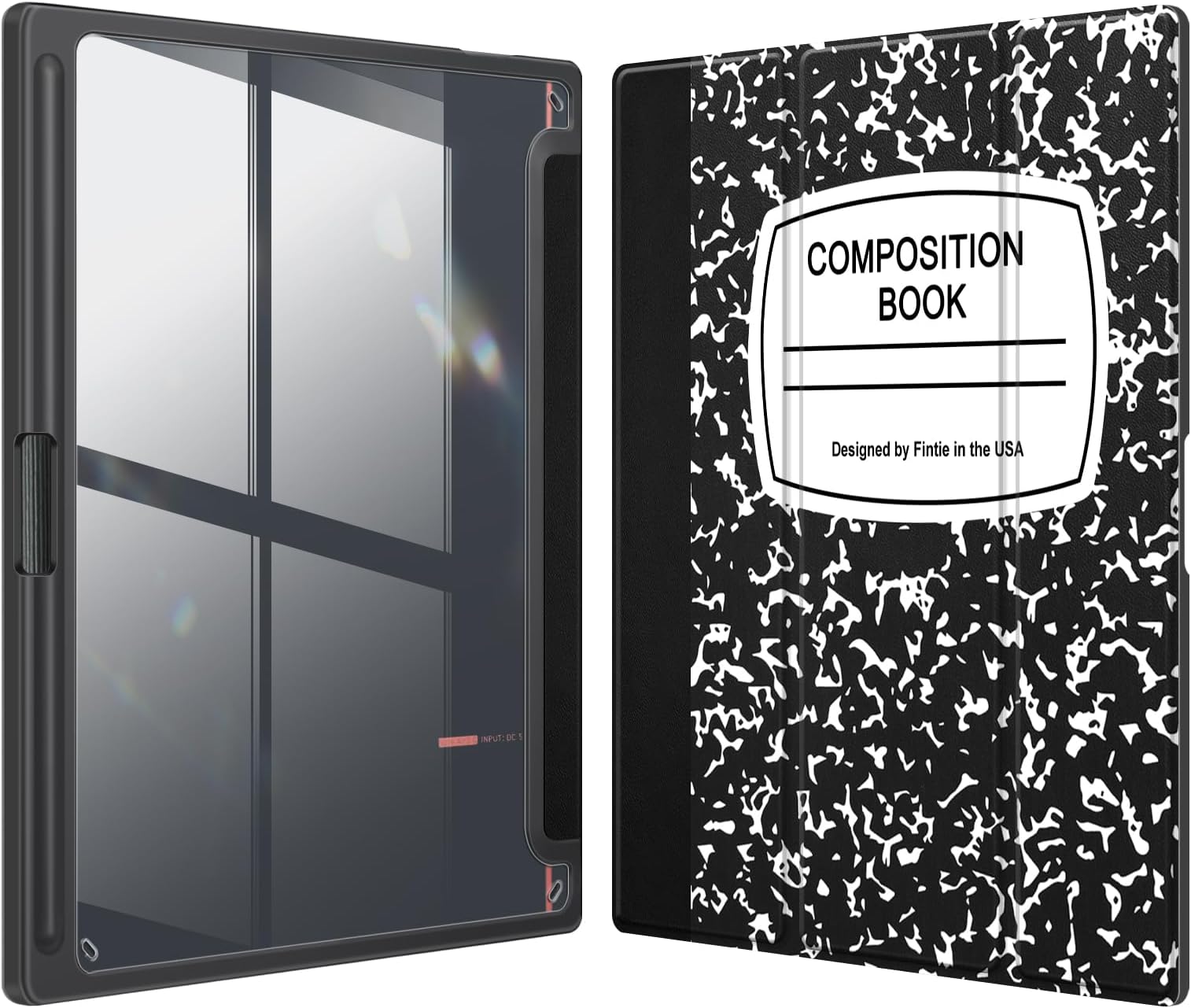 Case for 10.3'' BOOX Note Air3 C/Note Air 3 B/W E Ink Tablet ePaper 2023 - [Built-in Pencil Holder] Hybrid Slim Cover with Clear Transparent Back Shell, Auto Sleep/Wake, Composition Book