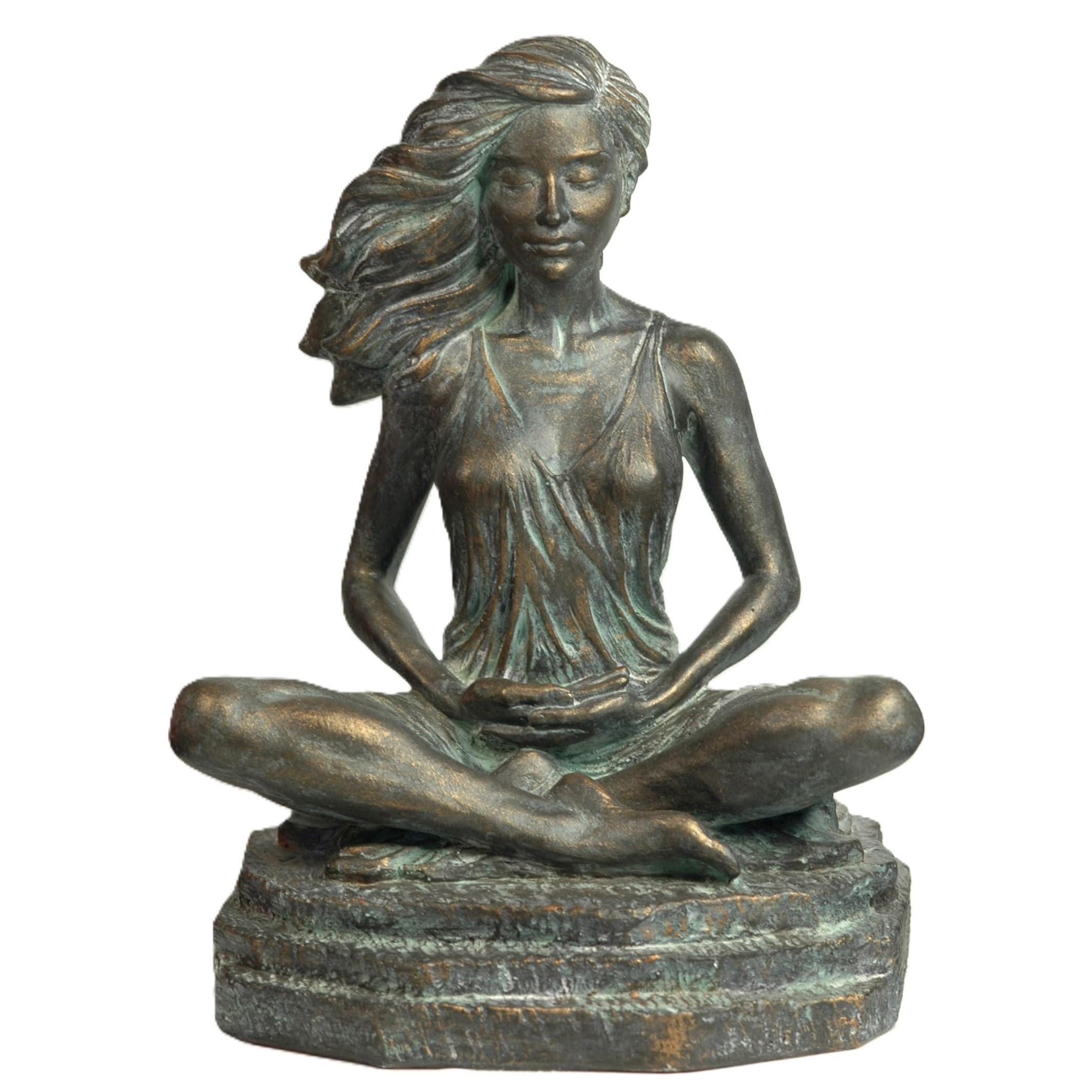 Adorno Figura, Figura de Mujer Yoga y meditación, Estatua Decorativa, Figura Femenina, Escultura Mujer meditando, decoración Zen, Figura Original, Arte en Resina acrílica. (Bronce óxido)