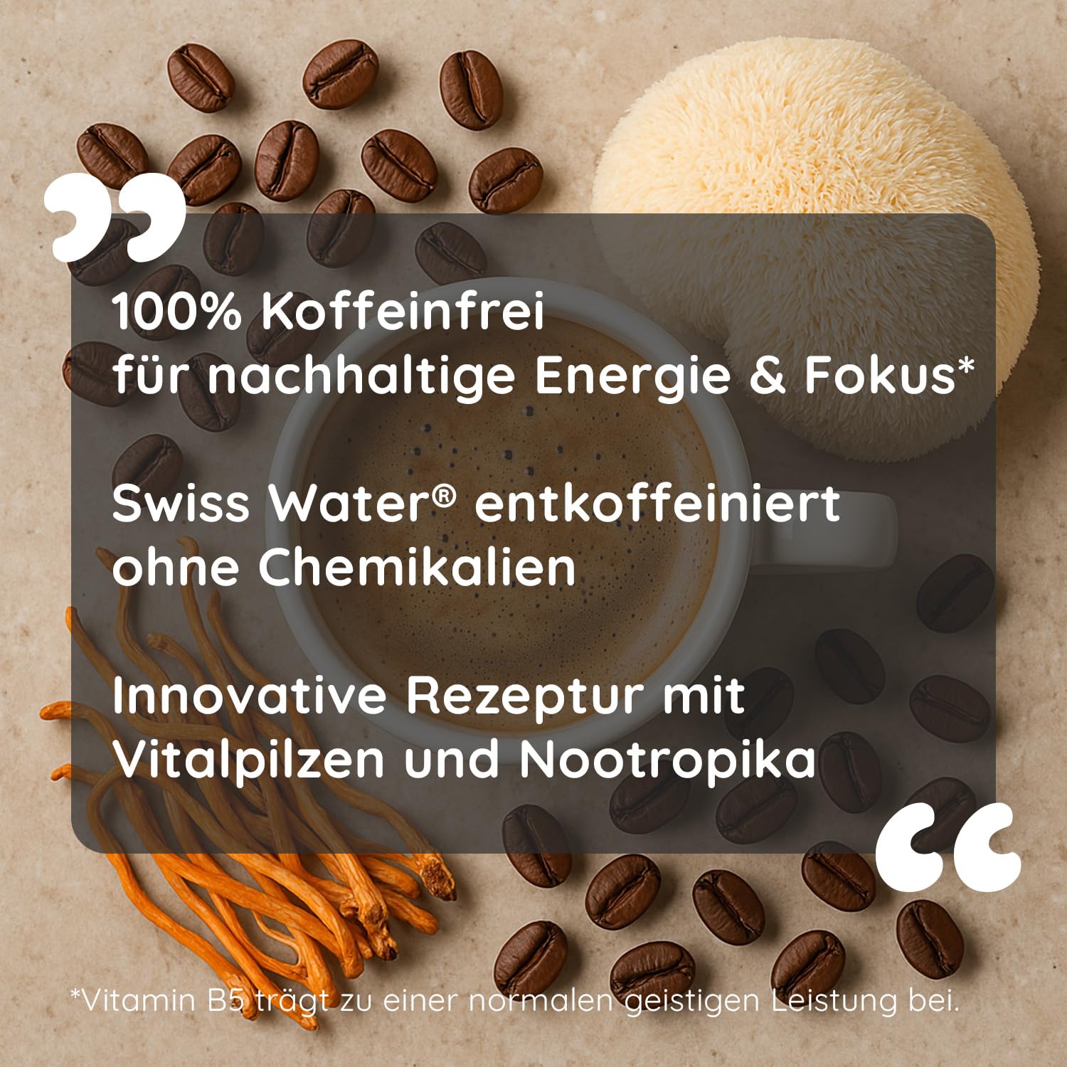 Smaints Grzybowa Kawa Bezkofeinowa z Grzybami Mushroom Lions Mane & Cordyceps Adaptogenna Szwajcarski Proces Uzdatniania Wody