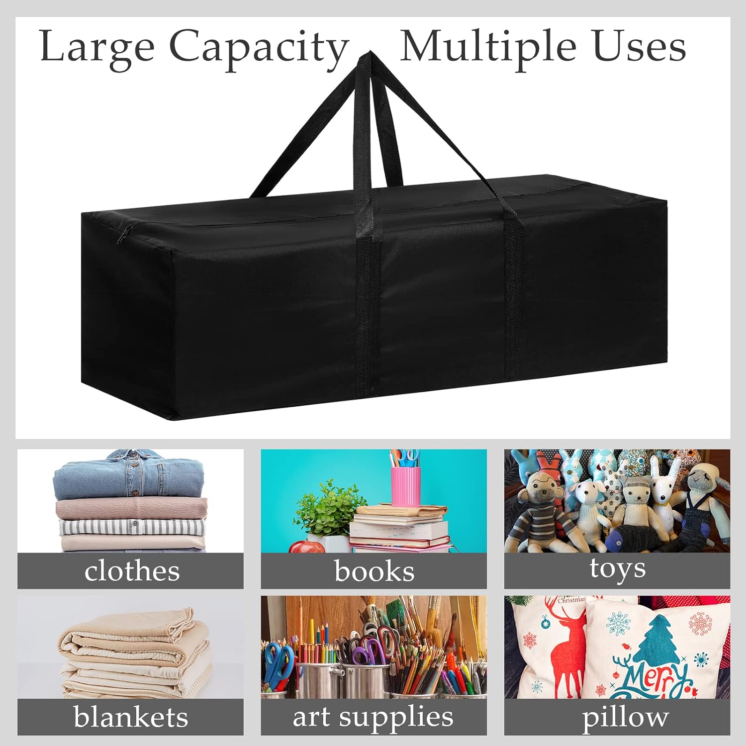2 Pcs 36 Inch Large Sports Duffel Bag for Travel Camping Sports Equipment Storage Waterproof Foldable Long Luggage Storage Bag for Camping, Tent, Tripod, Gym, Fishing, Black